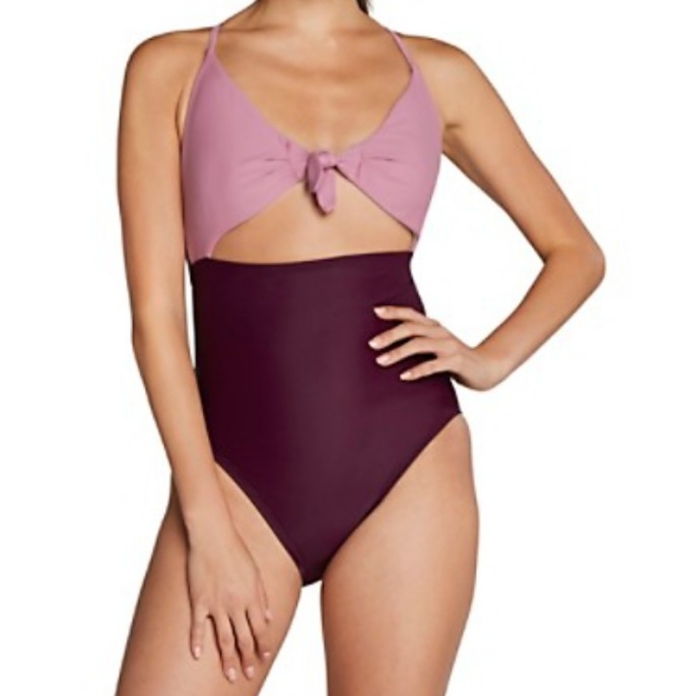 Speedo 1 piece Purple Swimsuit Pink Bow